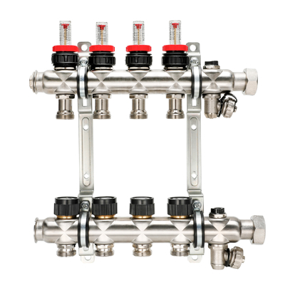 DR-1601 Stainless Steel Manifolds With Flowmeter Modern Floor Heating at Its Finest