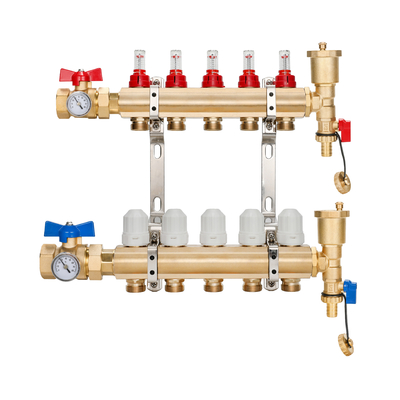 Online Technical Support DR-1501A 2-12 Ways Radiant Central Hvac Floor Heating Water System Brass Manifold