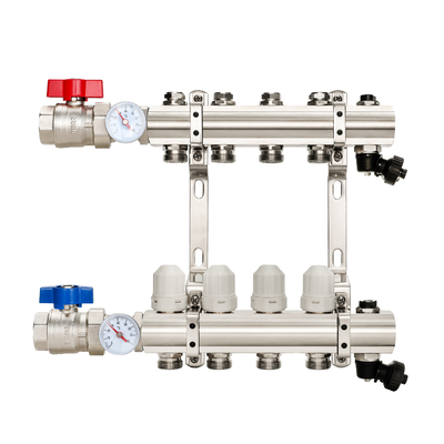 Underfloor Heating Water Manifold with Full Brass Construction and Valve Included
