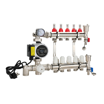 DH-1102H Stainless Steel Underfloor Heat Water Manifold With Flowmeter Valves