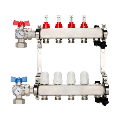 DR-1221 SS304 Underfloor Heating Manifold Kit for Modern Style Radiant Heating System