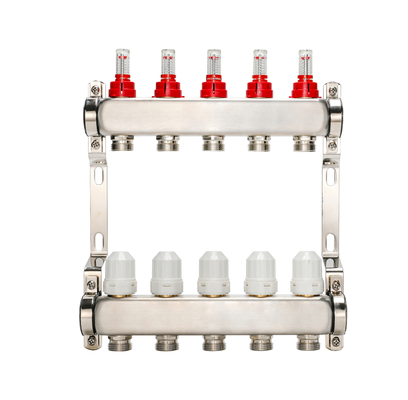 DR-1201 5-Branch SS304 Underfloor Heating Manifold for Hydronic Radiant Heating Materials