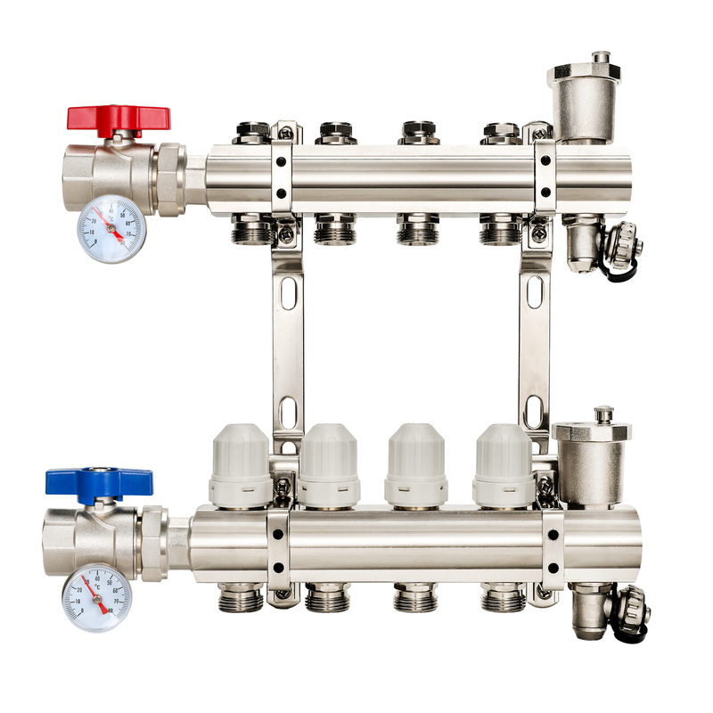 DR-1435 Water Divider Separator Brass Manifold With Ball Valve And Drain Valve